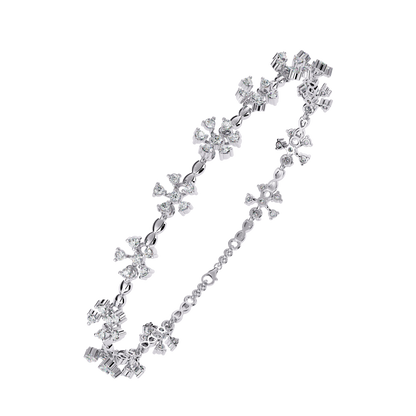 Round Cut Diamond Flower Shape Antique Stunning Sparkling Prefect Party Wear Tennis Bracelet - HIGHCARAT DIAMONDS