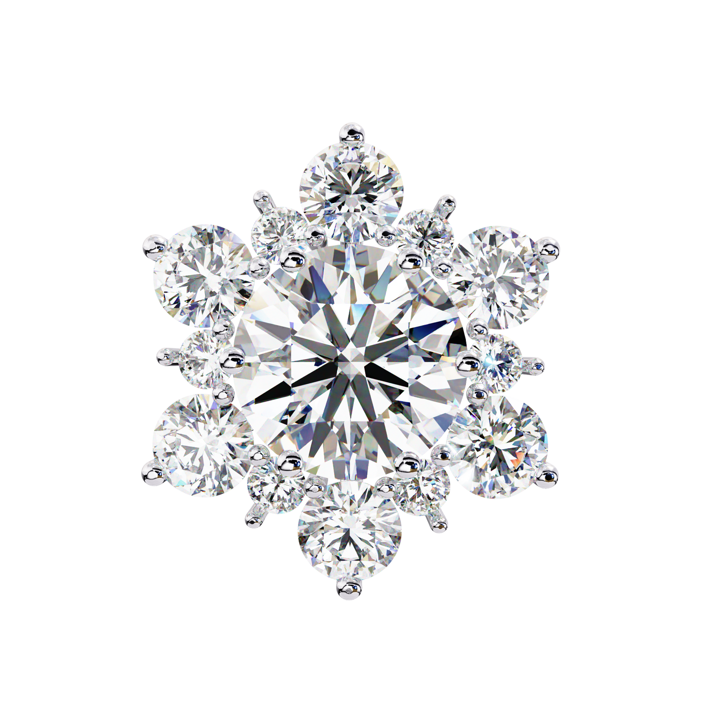 Round Cut Diamond Flower Shape Cluster Elegant Screw Back Perfect Wedding Stud Earring For Women's - HIGHCARAT DIAMONDS