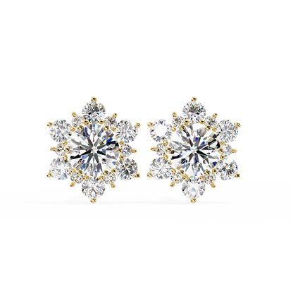 Round Cut Diamond Flower Shape Cluster Elegant Screw Back Perfect Wedding Stud Earring For Women's - HIGHCARAT DIAMONDS