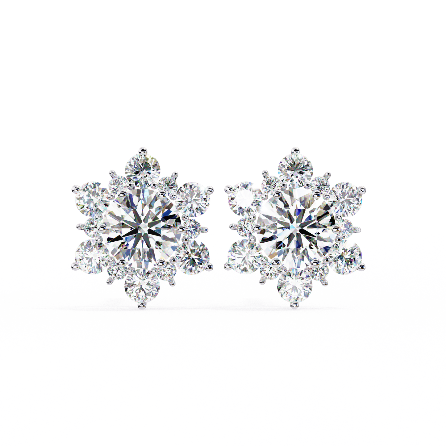 Round Cut Diamond Flower Shape Cluster Elegant Screw Back Perfect Wedding Stud Earring For Women's - HIGHCARAT DIAMONDS