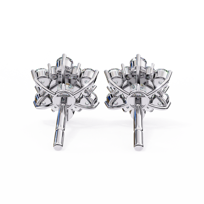 Round Cut Diamond Flower Shape Cluster Elegant Screw Back Perfect Wedding Stud Earring For Women's - HIGHCARAT DIAMONDS