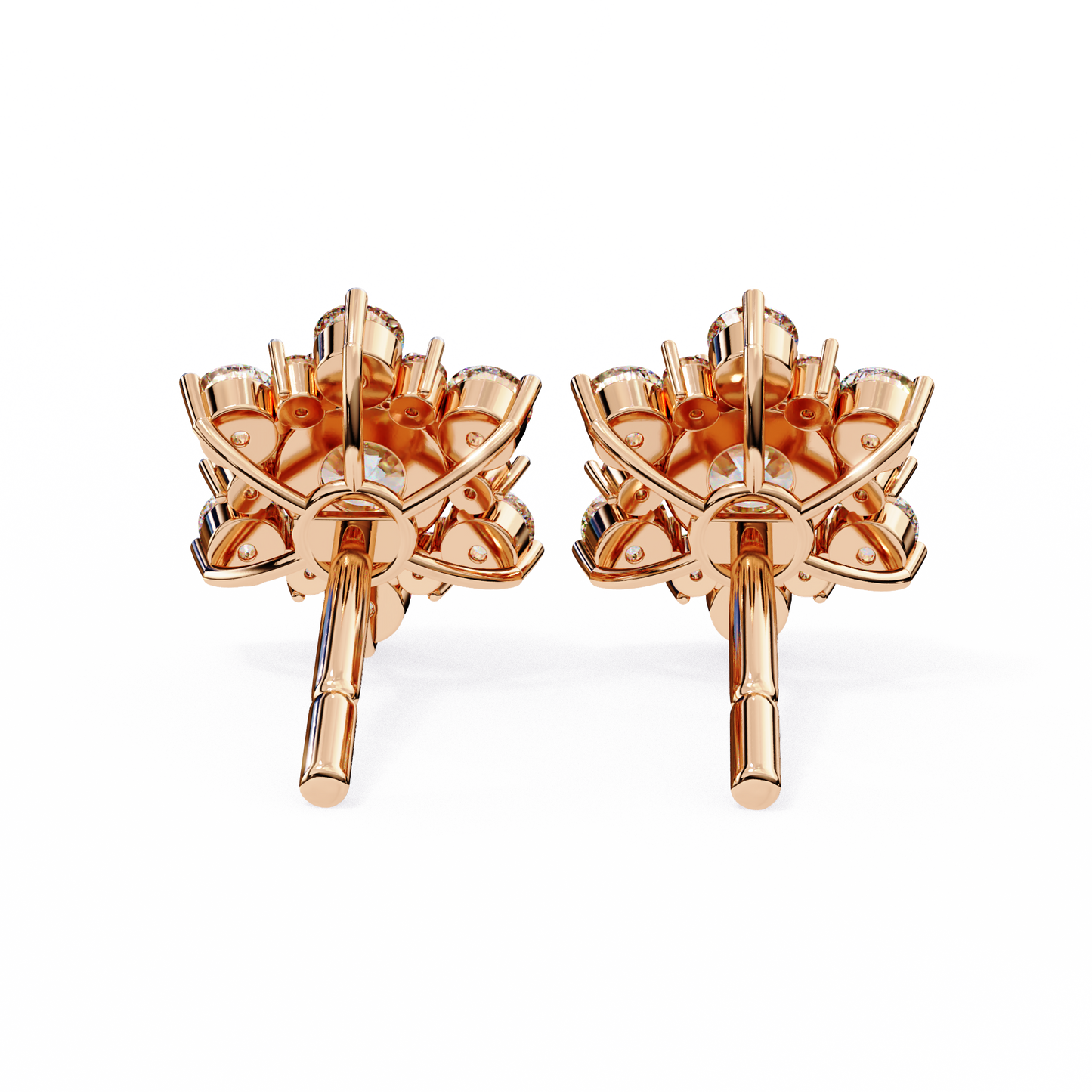 Round Cut Diamond Flower Shape Cluster Elegant Screw Back Perfect Wedding Stud Earring For Women's - HIGHCARAT DIAMONDS