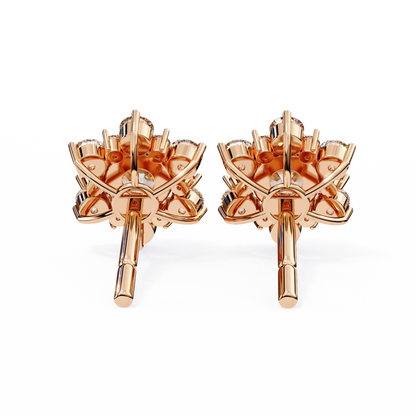 Round Cut Diamond Flower Shape Cluster Elegant Screw Back Perfect Wedding Stud Earring For Women's - HIGHCARAT DIAMONDS