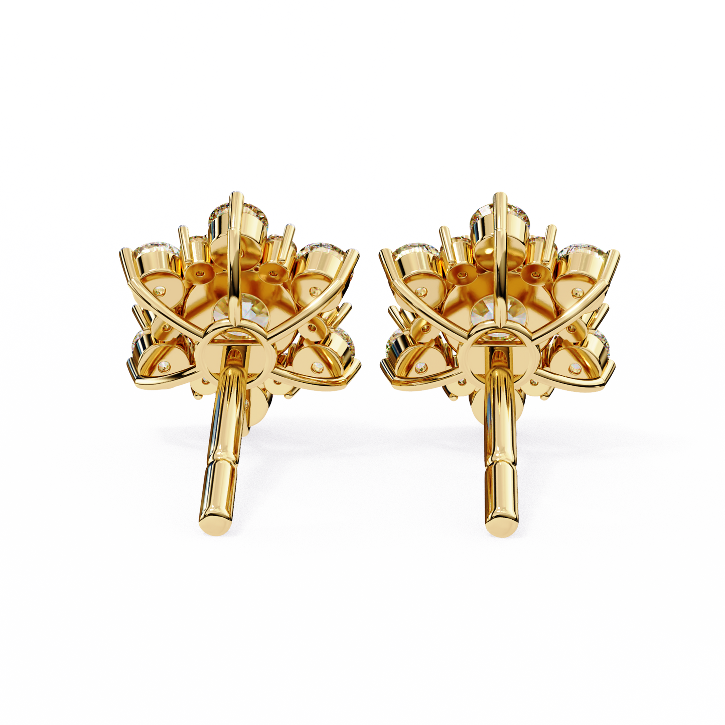 Round Cut Diamond Flower Shape Cluster Elegant Screw Back Perfect Wedding Stud Earring For Women's - HIGHCARAT DIAMONDS