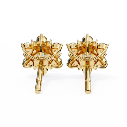 Round Cut Diamond Flower Shape Cluster Elegant Screw Back Perfect Wedding Stud Earring For Women's - HIGHCARAT DIAMONDS