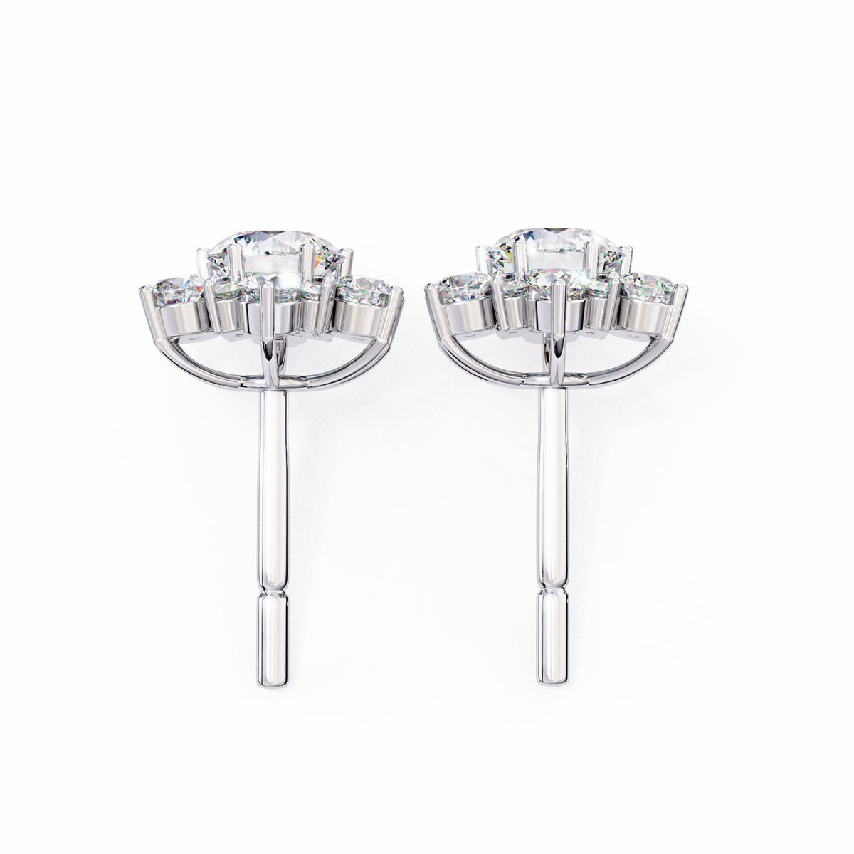 Lab Grown Diamond Flower Shape Stud Earrings Top View