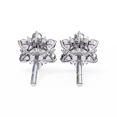 Round Cut Diamond Flower Shape Cluster Elegant Screw Back Perfect Wedding Stud Earring For Women's - HIGHCARAT DIAMONDS