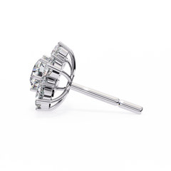 Round Cut Diamond Flower Shape Cluster Elegant Screw Back Perfect Wedding Stud Earring For Women's - HIGHCARAT DIAMONDS