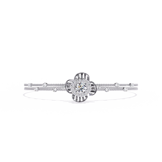 Round Cut Diamond Flower Shape Delicate Vintage Perfect Stunning Every Day Cuff Bracelet Gift For Het - HIGHCARAT DIAMONDS