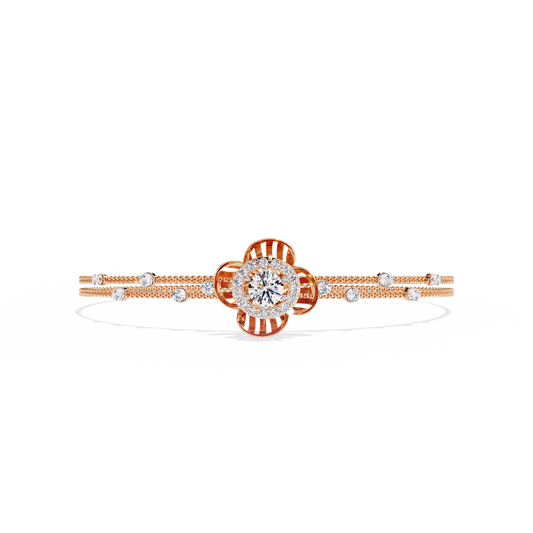 Round Cut Diamond Flower Shape Delicate Vintage Perfect Stunning Every Day Cuff Bracelet Gift For Het - HIGHCARAT DIAMONDS