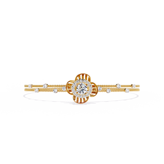 Round Cut Diamond Flower Shape Delicate Vintage Perfect Stunning Every Day Cuff Bracelet Gift For Het - HIGHCARAT DIAMONDS