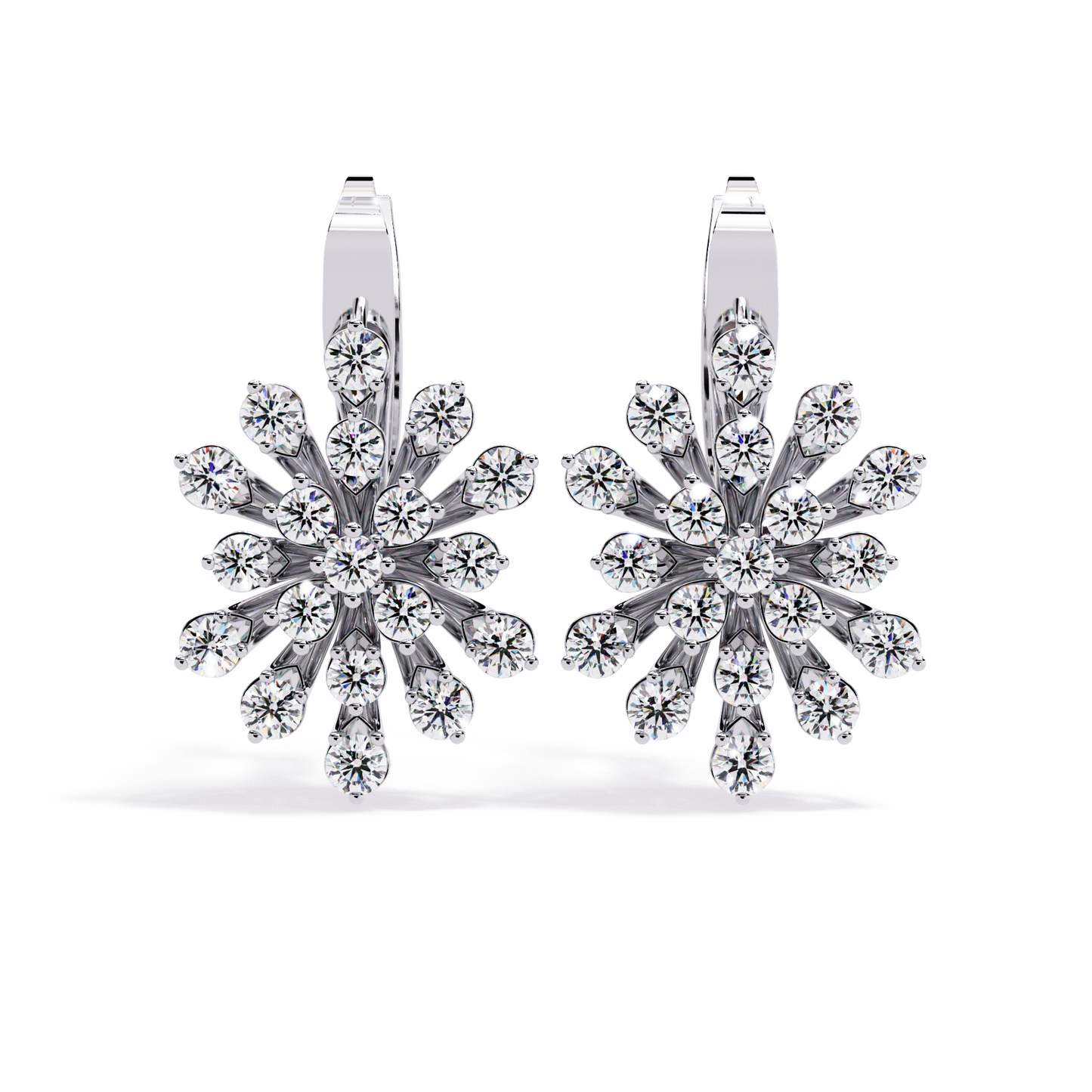 Round Cut Diamond Unique Flower Shape Stunning Prong Set Sparkling Dainty Hoop Earring Gift For Her - HIGHCARAT DIAMONDS