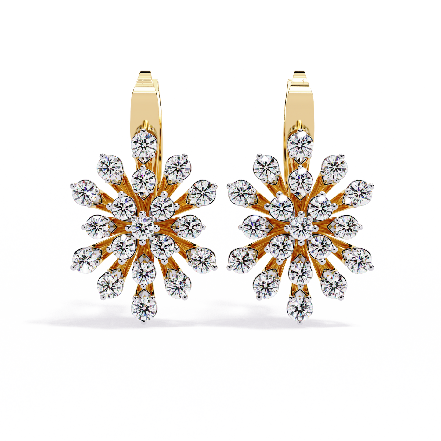 Round Cut Diamond Unique Flower Shape Stunning Prong Set Sparkling Dainty Hoop Earring Gift For Her - HIGHCARAT DIAMONDS
