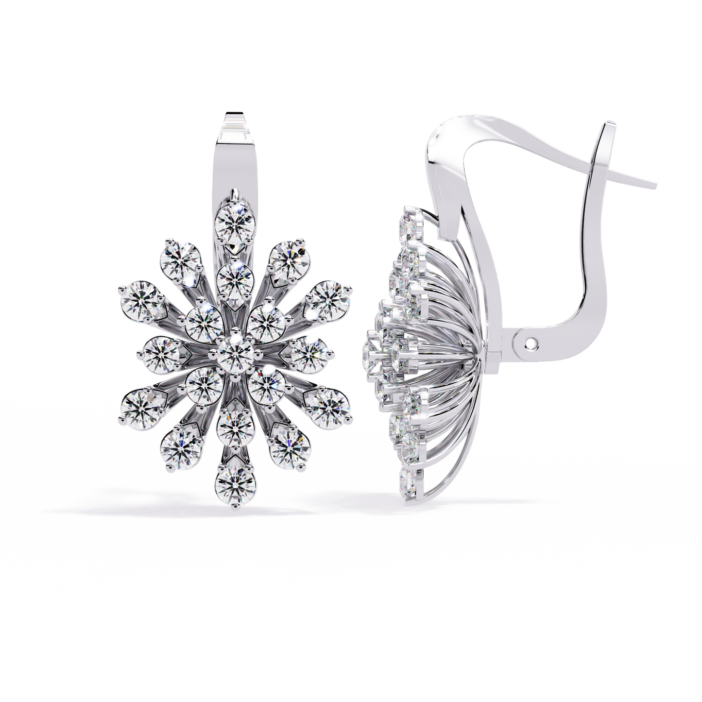 Round Cut Diamond Unique Flower Shape Stunning Prong Set Sparkling Dainty Hoop Earring Gift For Her - HIGHCARAT DIAMONDS