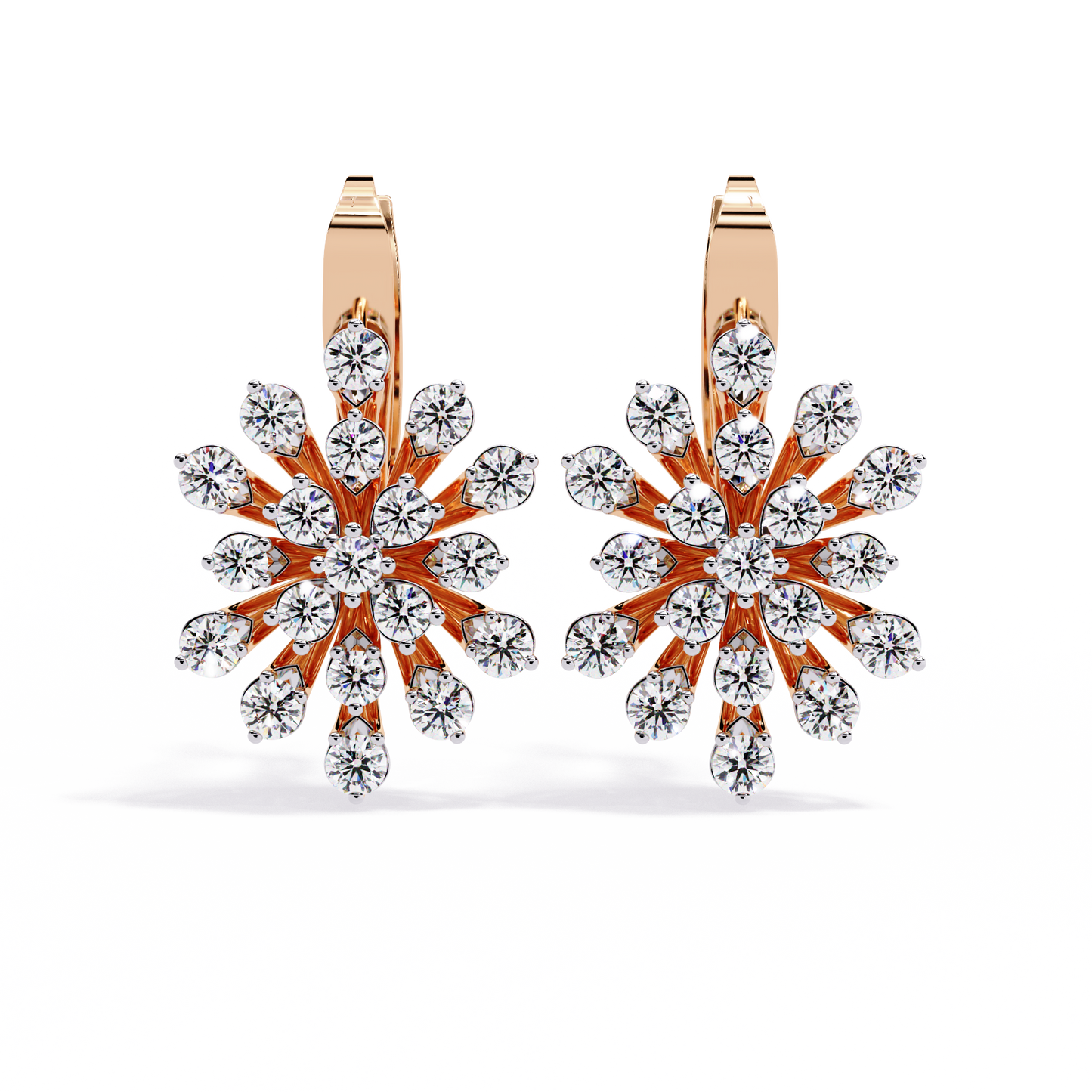 Round Cut Diamond Unique Flower Shape Stunning Prong Set Sparkling Dainty Hoop Earring Gift For Her - HIGHCARAT DIAMONDS