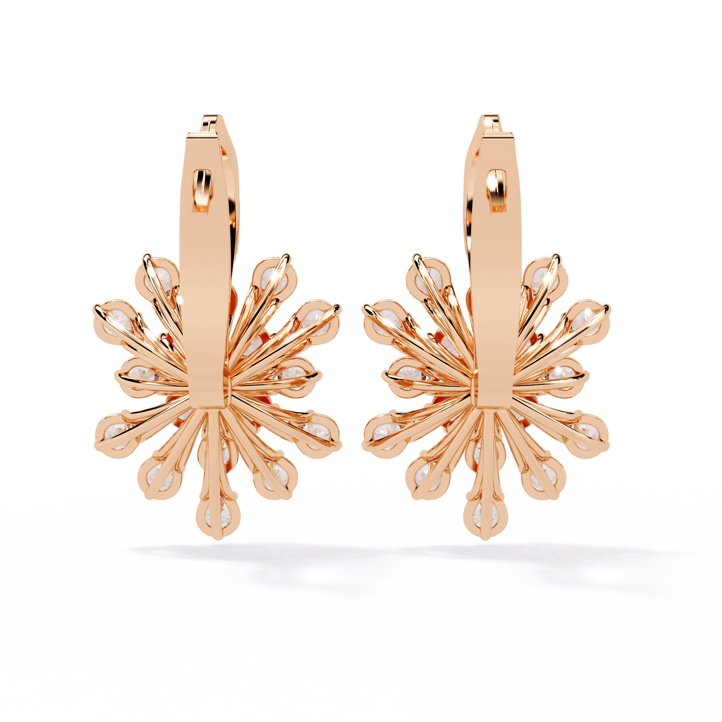 Round Cut Diamond Unique Flower Shape Stunning Prong Set Sparkling Dainty Hoop Earring Gift For Her - HIGHCARAT DIAMONDS