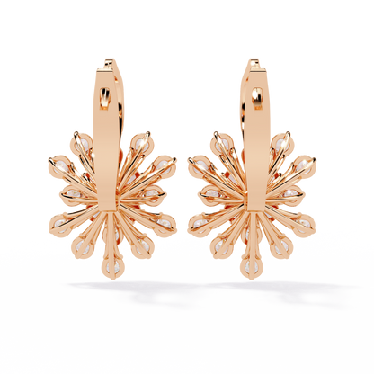 Round Cut Diamond Unique Flower Shape Stunning Prong Set Sparkling Dainty Hoop Earring Gift For Her - HIGHCARAT DIAMONDS