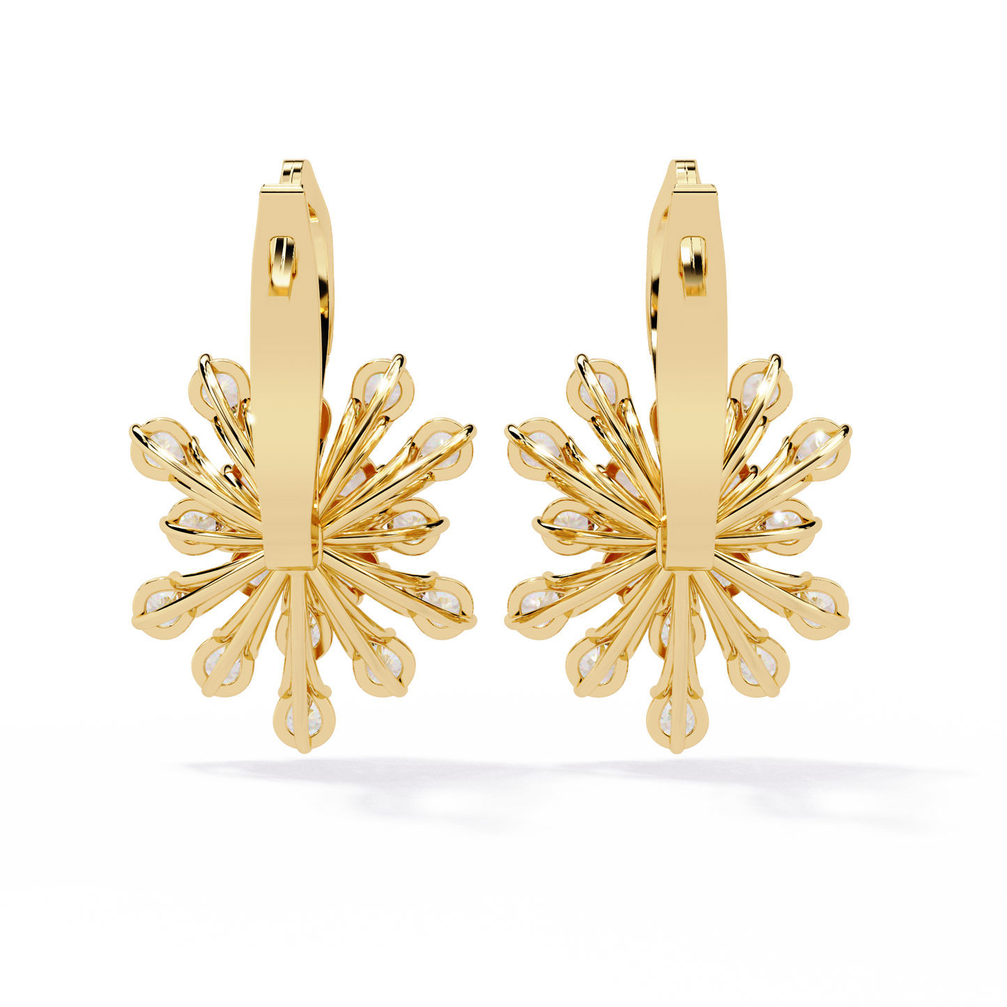 Round Cut Diamond Unique Flower Shape Stunning Prong Set Sparkling Dainty Hoop Earring Gift For Her - HIGHCARAT DIAMONDS