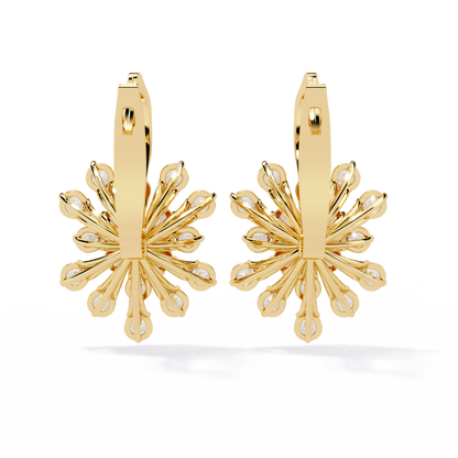 Round Cut Diamond Unique Flower Shape Stunning Prong Set Sparkling Dainty Hoop Earring Gift For Her - HIGHCARAT DIAMONDS
