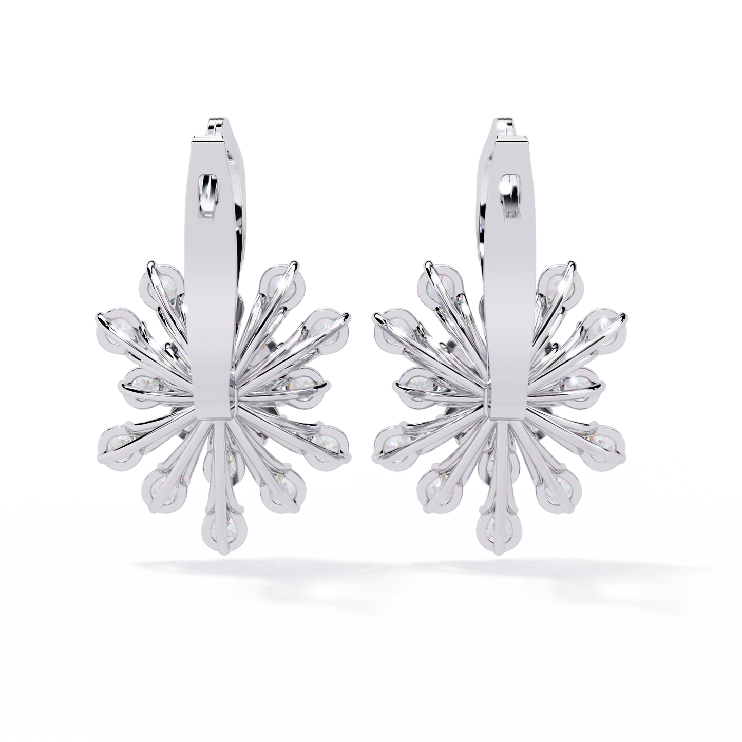 Round Cut Diamond Unique Flower Shape Stunning Prong Set Sparkling Dainty Hoop Earring Gift For Her - HIGHCARAT DIAMONDS