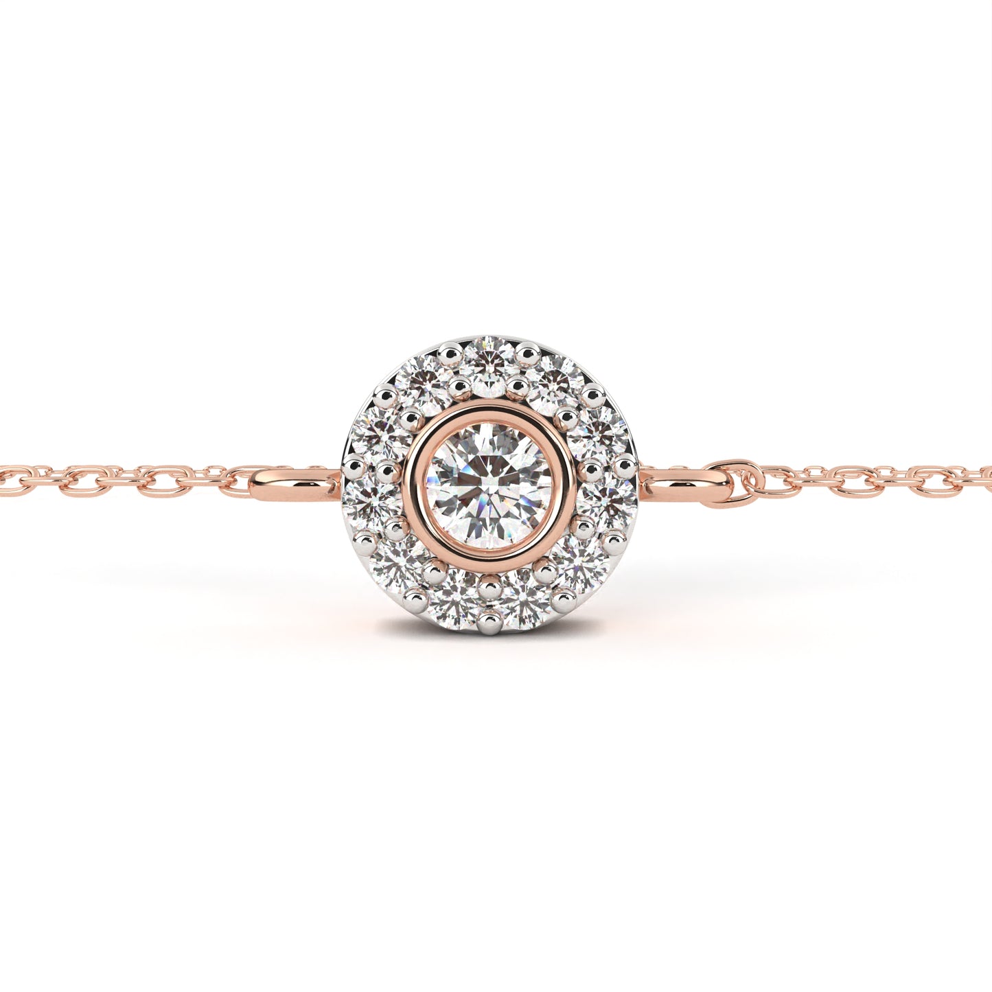 Round Cut Diamond Minimalist Elegant Halo Style Cluster Solitaire Prong Set Charm Bracelet For Gift - HIGHCARAT DIAMONDS
