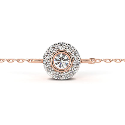 Round Cut Diamond Minimalist Elegant Halo Style Cluster Solitaire Prong Set Charm Bracelet For Gift - HIGHCARAT DIAMONDS