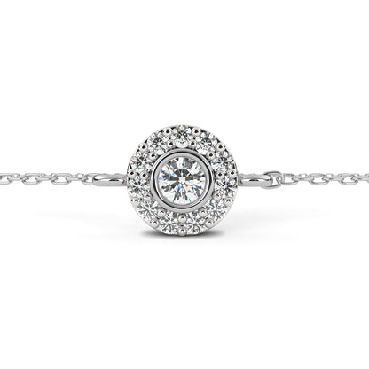 Round Cut Diamond Minimalist Elegant Halo Style Cluster Solitaire Prong Set Charm Bracelet For Gift - HIGHCARAT DIAMONDS