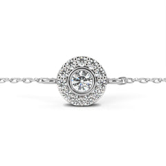 Round Cut Diamond Minimalist Elegant Halo Style Cluster Solitaire Prong Set Charm Bracelet For Gift - HIGHCARAT DIAMONDS