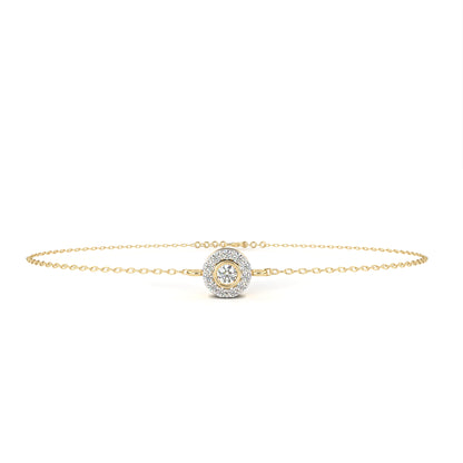 Round Cut Diamond Minimalist Elegant Halo Style Cluster Solitaire Prong Set Charm Bracelet For Gift - HIGHCARAT DIAMONDS