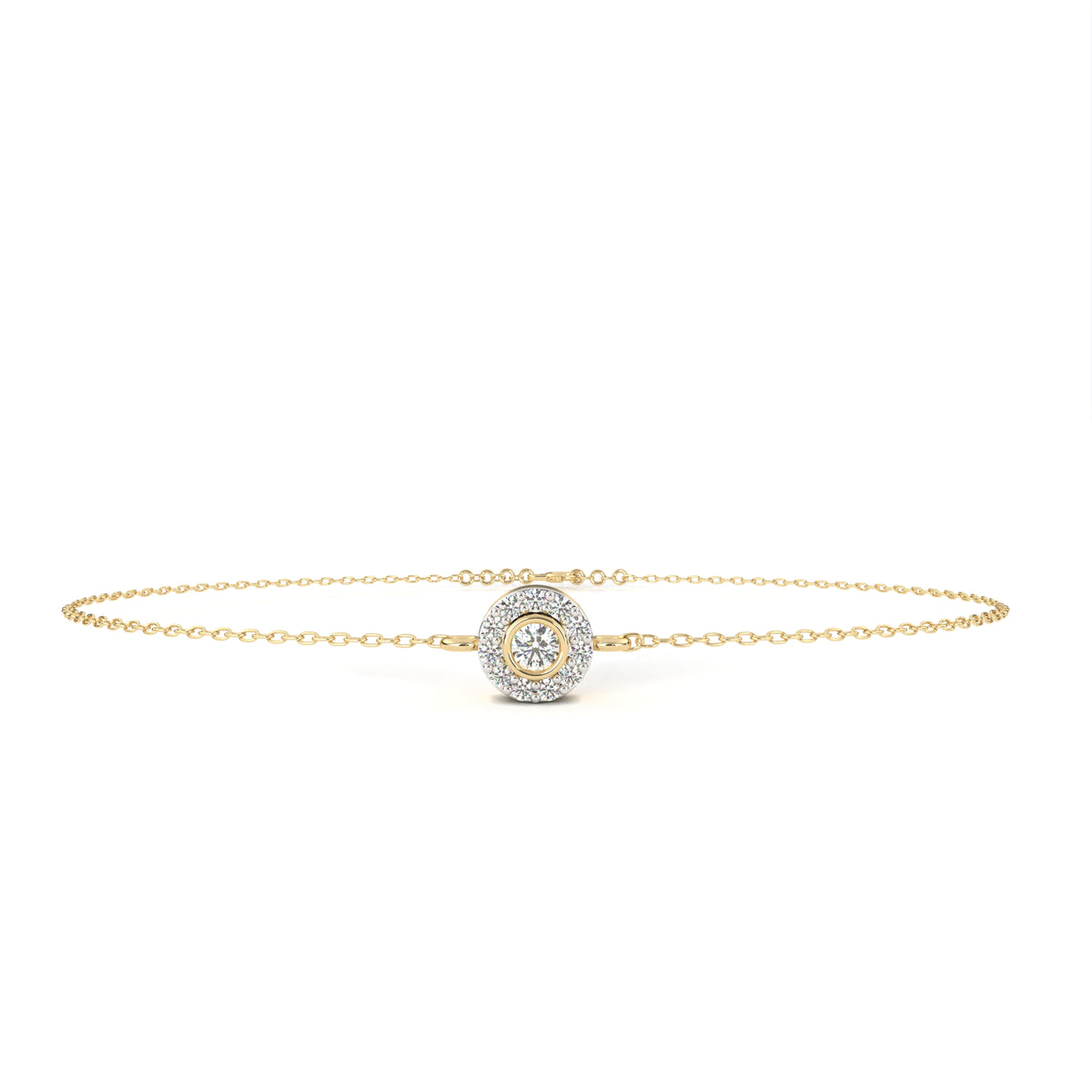 Round Cut Diamond Minimalist Elegant Halo Style Cluster Solitaire Prong Set Charm Bracelet For Gift - HIGHCARAT DIAMONDS