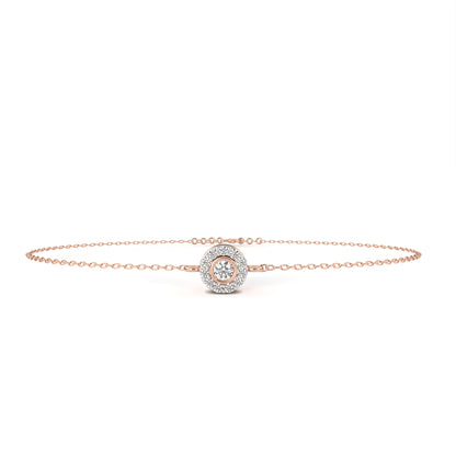 Round Cut Diamond Minimalist Elegant Halo Style Cluster Solitaire Prong Set Charm Bracelet For Gift - HIGHCARAT DIAMONDS