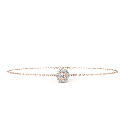 Round Cut Diamond Minimalist Elegant Halo Style Cluster Solitaire Prong Set Charm Bracelet For Gift - HIGHCARAT DIAMONDS