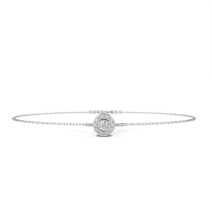 Round Cut Diamond Minimalist Elegant Halo Style Cluster Solitaire Prong Set Charm Bracelet For Gift - HIGHCARAT DIAMONDS