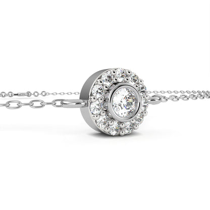 Round Cut Diamond Minimalist Elegant Halo Style Cluster Solitaire Prong Set Charm Bracelet For Gift - HIGHCARAT DIAMONDS