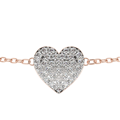 Vintage Round Cut Diamond Heart Shape Prong Set Cluster Handcrafted Dainty Party Wear Charm Bracelet - HIGHCARAT DIAMONDS