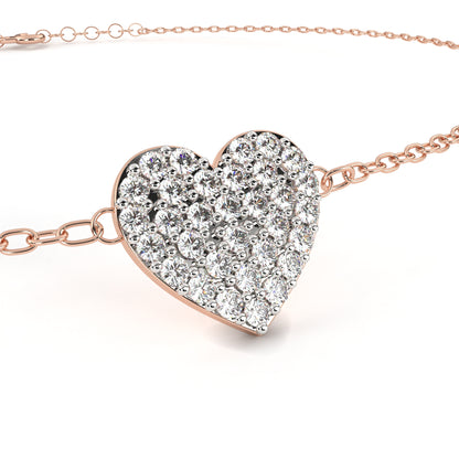 Vintage Round Cut Diamond Heart Shape Prong Set Cluster Handcrafted Dainty Party Wear Charm Bracelet - HIGHCARAT DIAMONDS