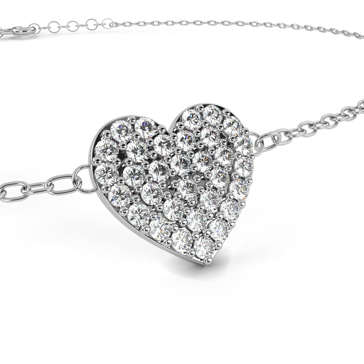 Vintage Round Cut Diamond Heart Shape Prong Set Cluster Handcrafted Dainty Party Wear Charm Bracelet - HIGHCARAT DIAMONDS