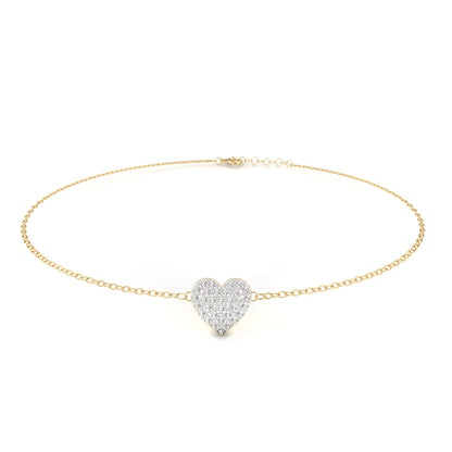 Vintage Round Cut Diamond Heart Shape Prong Set Cluster Handcrafted Dainty Party Wear Charm Bracelet - HIGHCARAT DIAMONDS