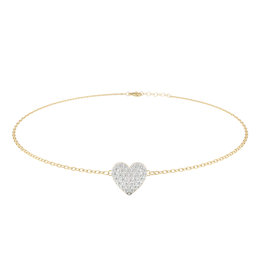 Vintage Round Cut Diamond Heart Shape Prong Set Cluster Handcrafted Dainty Party Wear Charm Bracelet - HIGHCARAT DIAMONDS