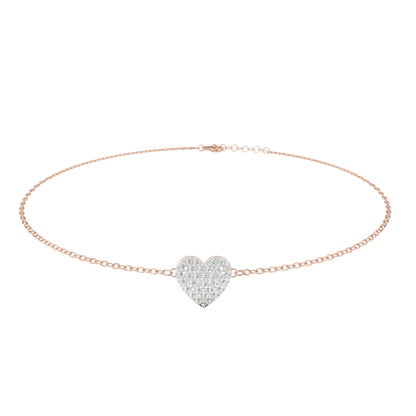 Vintage Round Cut Diamond Heart Shape Prong Set Cluster Handcrafted Dainty Party Wear Charm Bracelet - HIGHCARAT DIAMONDS