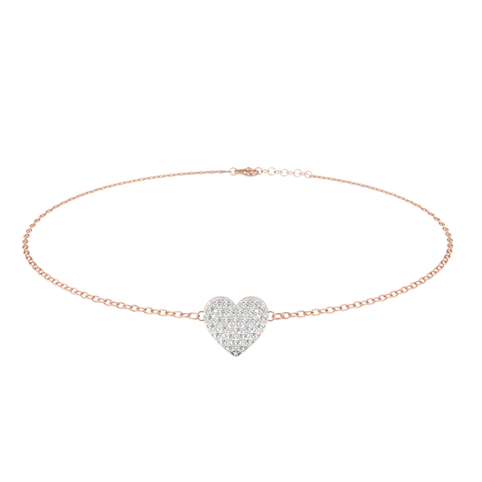 Vintage Round Cut Diamond Heart Shape Prong Set Cluster Handcrafted Dainty Party Wear Charm Bracelet - HIGHCARAT DIAMONDS