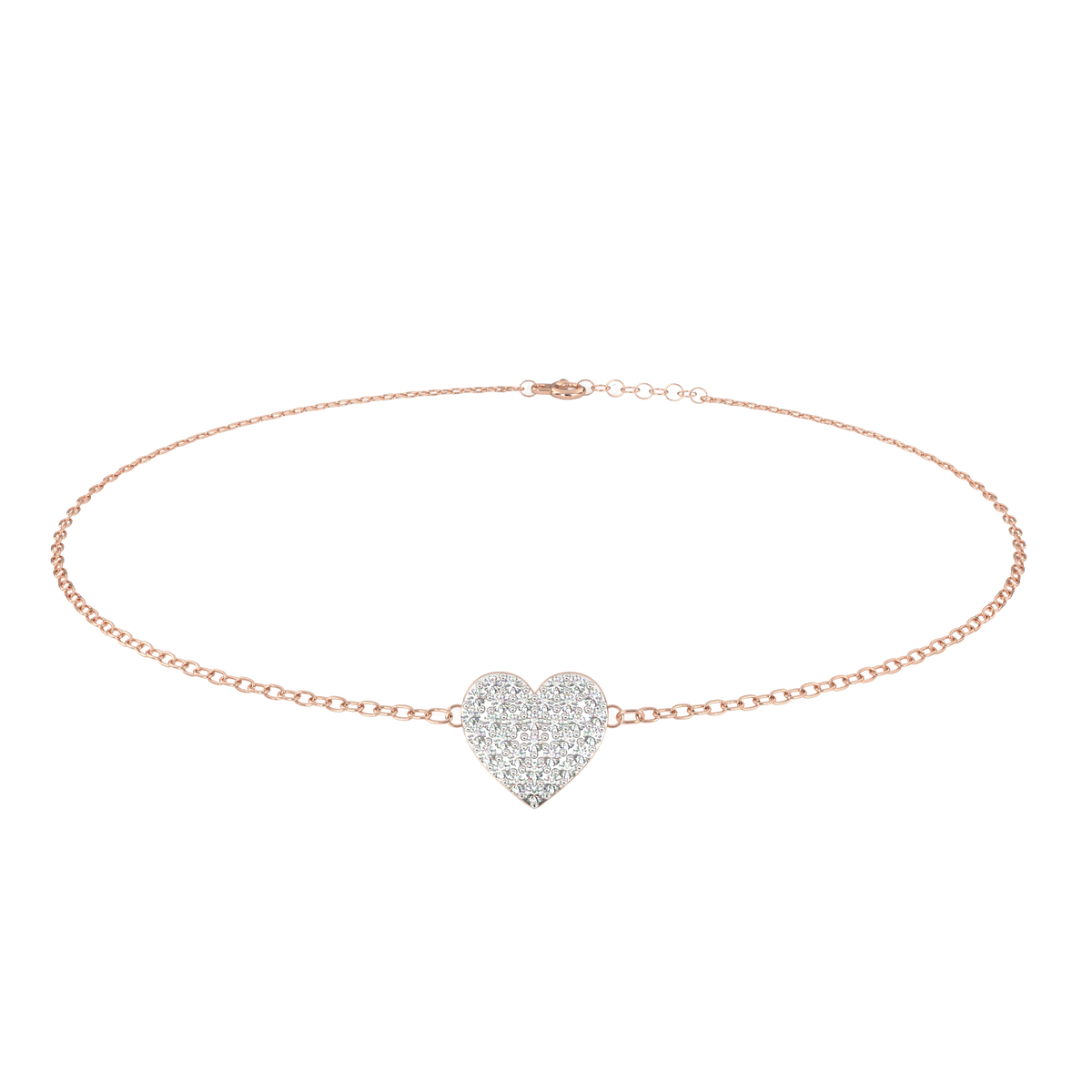 Vintage Round Cut Diamond Heart Shape Prong Set Cluster Handcrafted Dainty Party Wear Charm Bracelet - HIGHCARAT DIAMONDS
