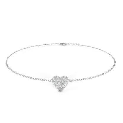 Vintage Round Cut Diamond Heart Shape Prong Set Cluster Handcrafted Dainty Party Wear Charm Bracelet - HIGHCARAT DIAMONDS