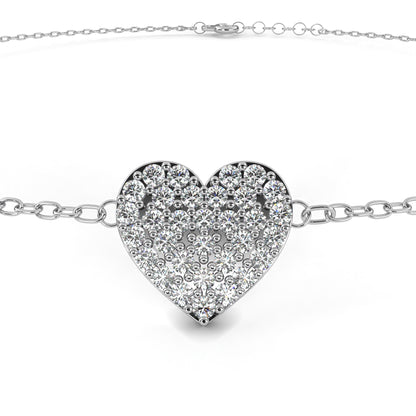 Vintage Round Cut Diamond Heart Shape Prong Set Cluster Handcrafted Dainty Party Wear Charm Bracelet - HIGHCARAT DIAMONDS