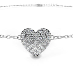 Vintage Round Cut Diamond Heart Shape Prong Set Cluster Handcrafted Dainty Party Wear Charm Bracelet - HIGHCARAT DIAMONDS