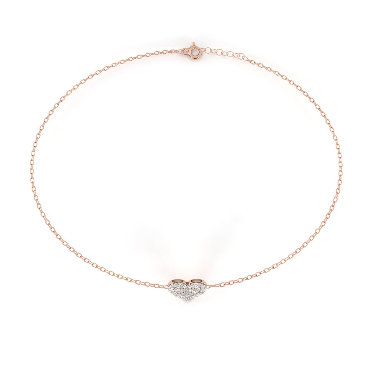Vintage Round Cut Diamond Heart Shape Prong Set Cluster Handcrafted Dainty Party Wear Charm Bracelet - HIGHCARAT DIAMONDS
