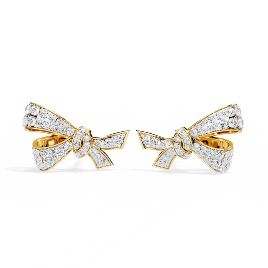Round Cut Diamond Infinity Shape Elegant Art Deco Statement Handmade Stud Earring Gift For Women's - HIGHCARAT DIAMONDS