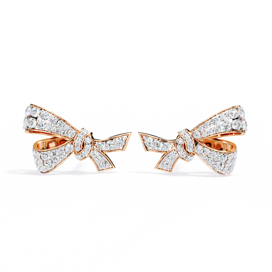 Round Cut Diamond Infinity Shape Elegant Art Deco Statement Handmade Stud Earring Gift For Women's - HIGHCARAT DIAMONDS