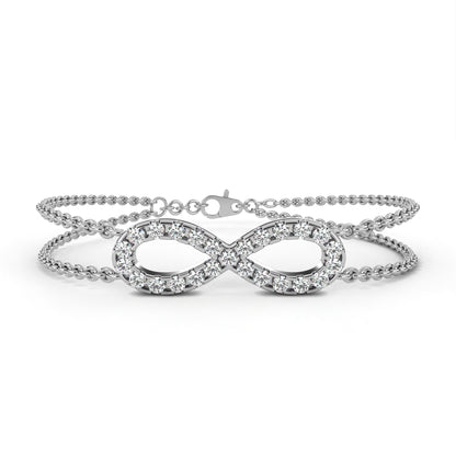 Round Cut Diamond Infinity Shape Art Deco Stunning Classic Perfect Bracelet For Women's - HIGHCARAT DIAMONDS