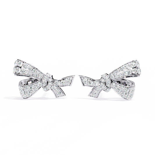 Round Cut Diamond Infinity Shape Elegant Art Deco Statement Handmade Stud Earring Gift For Women's - HIGHCARAT DIAMONDS